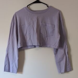 Zara Lavender Cropped Long-Sleeve Top